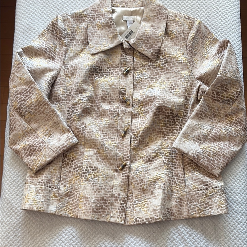 Chico's Gold and Cream Textured Blazer